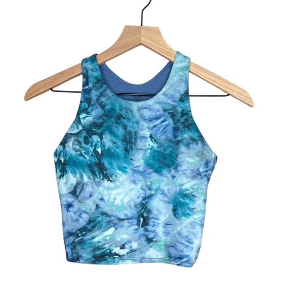 ATHLETA GIRL Long Distance Green Blue Tie Dye SPORTS BRA Sz XL 14 EUC - Picture 1 of 5